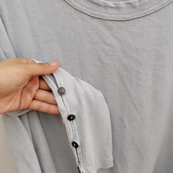 We The Free Wash Out Pastel Blue Slouchy Worn Oversized Cotton Beachy Blouse Top - Picture 4 of 12